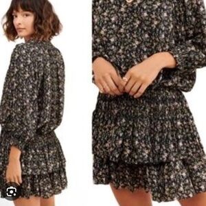 Anthropologie Current Air Black Floral Mini Dress